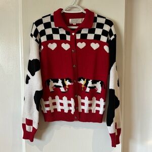 ADORABLE cottage core cow and bell sweater! Bells ring!